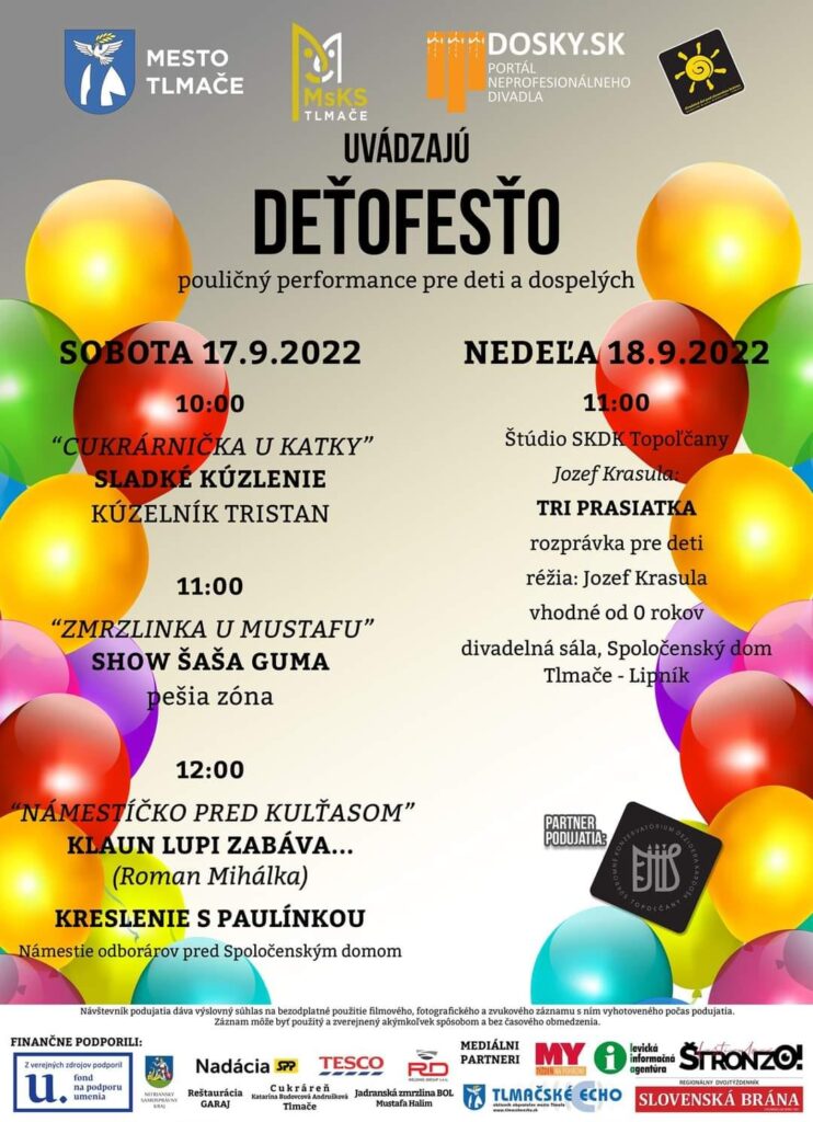 Plagát detského programu počas Divadelných dní pod Slovenskou bránou 2022